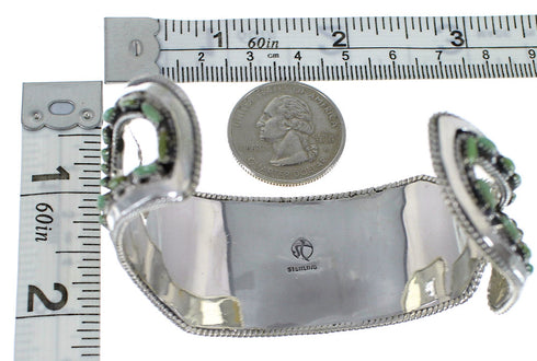 Sturdy Turquoise Water Waves Sterling Silver Cuff Bracelet CX47626