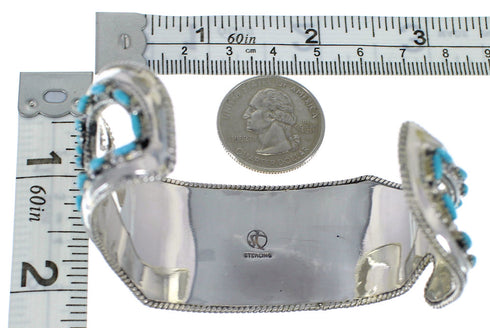 Turquoise Water Waves Sterling Silver Sturdy Cuff Bracelet CX47630