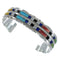 Southwest Authentic Sterling Silver Multicolor Heavy Cuff Bracelet VX60635