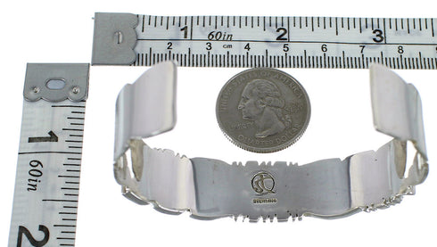 Southwest Authentic Sterling Silver Multicolor Heavy Cuff Bracelet VX60635