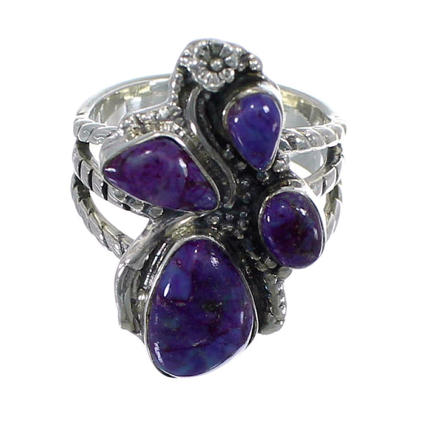 Magenta Turquoise Southwest Sterling Silver Ring Size 5-1/2 CX49849