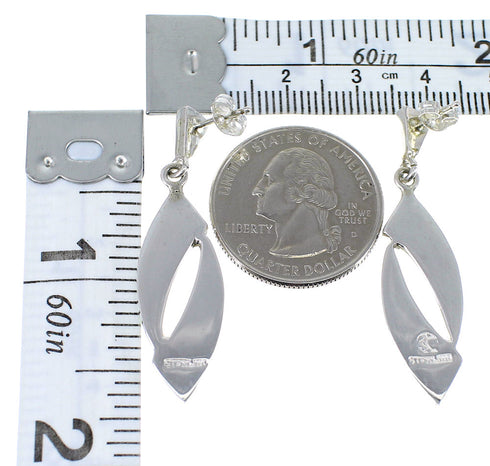 Turquoise Inlay Genuine Sterling Silver Post Dangle Earrings AX48523