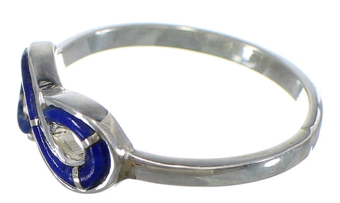 Lapis Sterling Silver Southwest Inlay Infinity Ring Size 5-1/2 CX47545