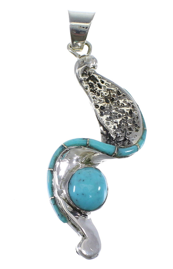 Turquoise Inlay Southwest Sterling Silver Pendant AX47795