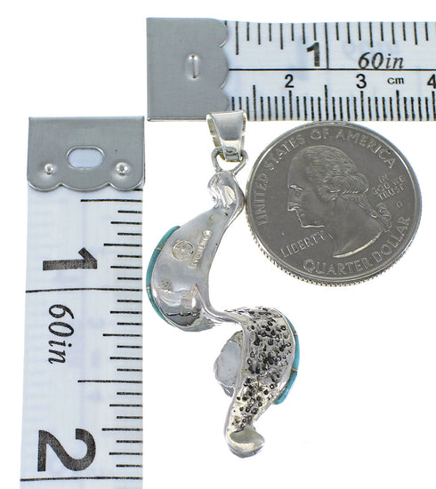 Turquoise Inlay Southwest Sterling Silver Pendant AX47795