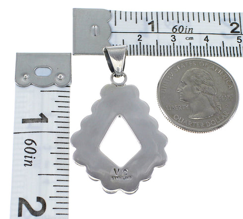 Sterling Silver And Southwestern Turquoise Inlay Pendant AX48105