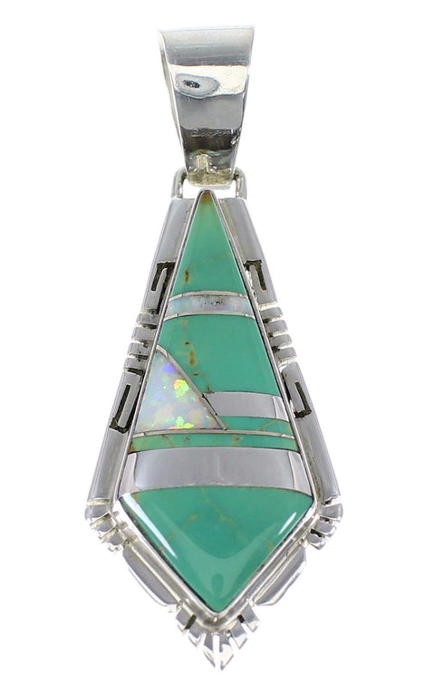 Sterling Silver Turquoise And Opal Jewelry Inlay Pendant AX48227
