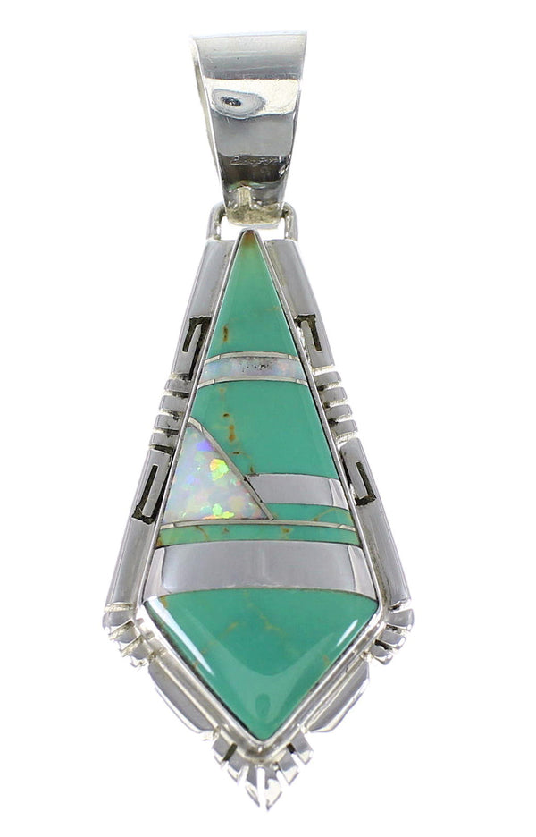 Sterling Silver Turquoise And Opal Jewelry Inlay Pendant AX48227