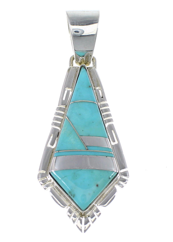 Southwest Jewelry Turquoise Inlay Silver Pendant AX48267