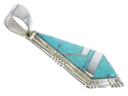 Southwest Jewelry Turquoise Inlay Silver Pendant AX48267