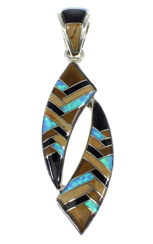Multicolor Tiger Eye Inlay Jewelry Pendant AX48375