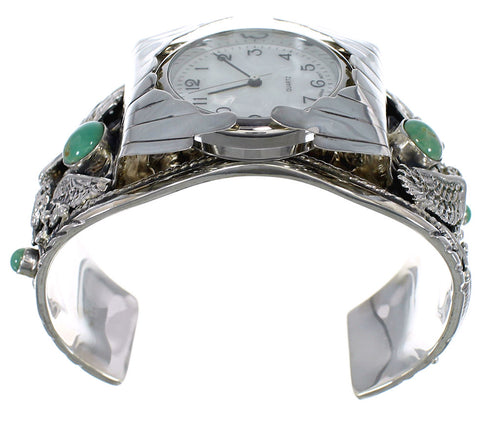 Sterling Silver Southwest Turquoise Eagle Cuff Watch CX47926