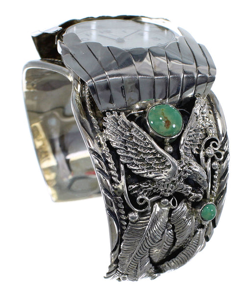 Sterling Silver Southwest Turquoise Eagle Cuff Watch CX47926