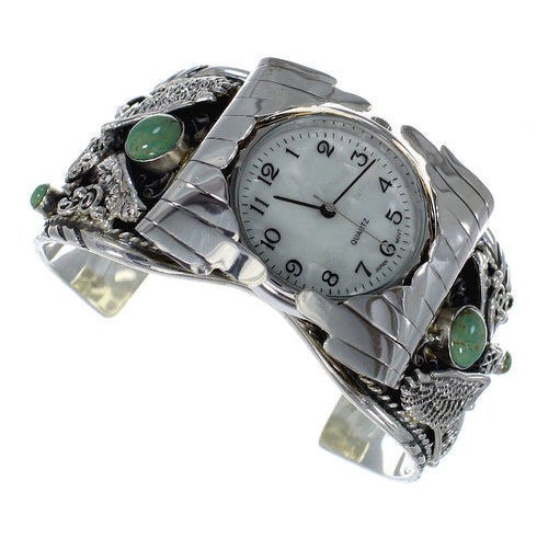 Sterling Silver Eagle Southwest Turquoise Cuff Watch CX47928
