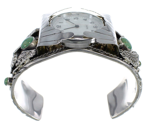 Sterling Silver Southwest Eagle Turquoise Cuff Watch CX47927