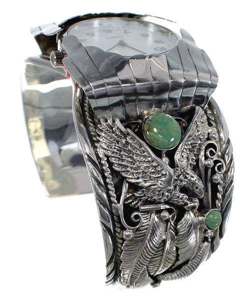 Sterling Silver Eagle Southwest Turquoise Cuff Watch CX47928