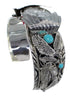 Authentic Sterling Silver Southwest Eagle Turquoise Cuff Watch CX48001
