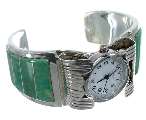 Southwest Authentic Sterling Silver Turquoise Cuff Watch CX48629
