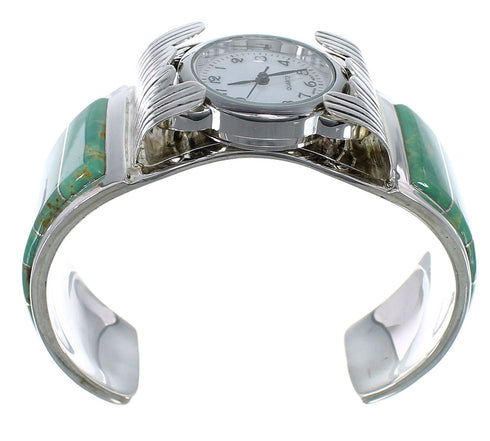 Southwest Authentic Sterling Silver Turquoise Cuff Watch CX48629