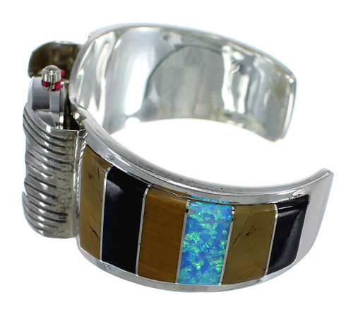 Sterling Silver Southwestern Multicolor Inlay Cuff Watch CX48649