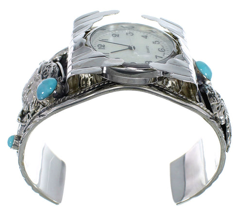 Sterling Silver Southwest Jewelry Turquoise Eagle Cuff Watch CX48223