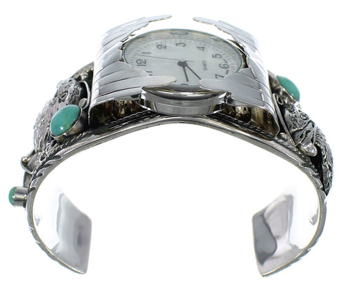 Southwest Jewelry Sterling Silver Eagle Turquoise Cuff Watch CX48230
