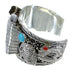 Turquoise And Coral Southwest Sterling Silver Eagle Cuff Watch CX48265