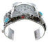 Turquoise And Coral Southwest Sterling Silver Eagle Cuff Watch CX48265