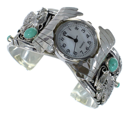 Turquoise Southwest Authentic Sterling Silver Eagle Cuff Watch CX48275