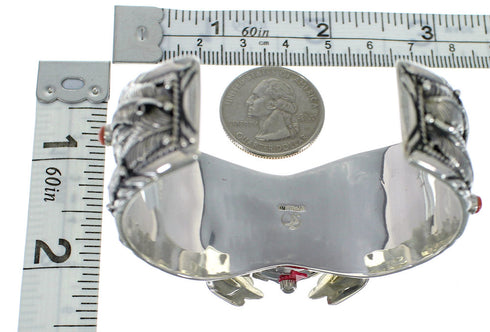 Sterling Silver Eagle Southwest Turquoise And Coral Cuff Watch CX48278