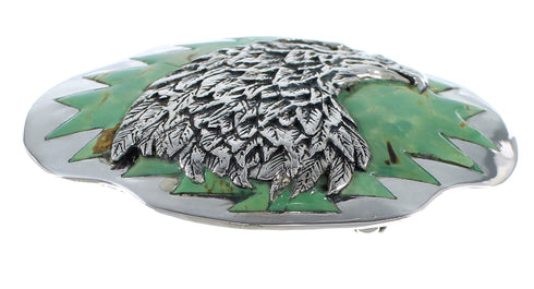 Turquoise Southwestern Silver Eagle Belt Buckle EX48454