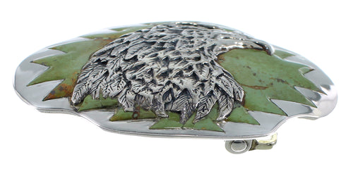 Sterling Silver Eagle Southwest Turquoise Belt Buckle EX48458