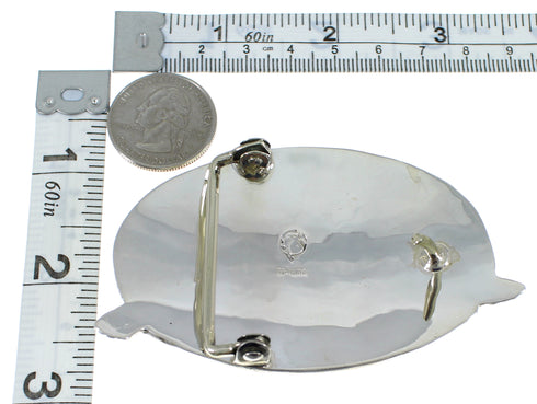 Turquoise Genuine Sterling Silver Cow Skull Eagle Belt Buckle EX48464