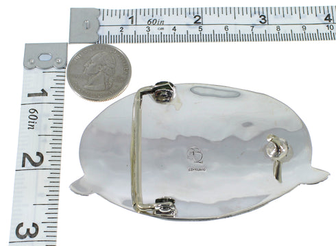 Jet And Genuine Sterling Silver Cow Skull Eagle Belt Buckle EX48467