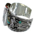Southwest Sterling Silver Horse Turquoise Cuff Watch CX48656