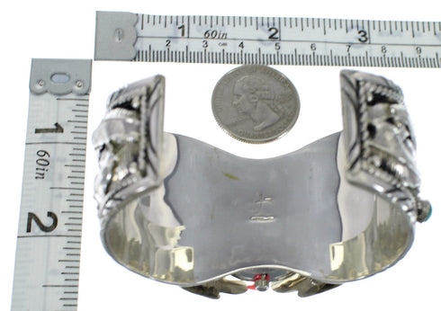 Southwest Sterling Silver Horse Turquoise Cuff Watch CX48656