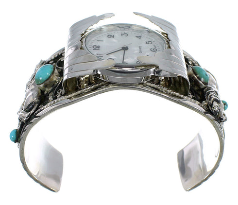 Southwest Sterling Silver Turquoise Horse Cuff Watch CX48658