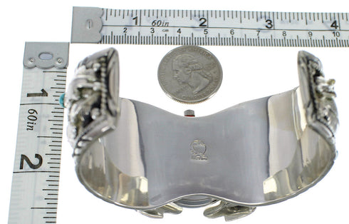 Southwest Sterling Silver Turquoise Horse Cuff Watch CX48658