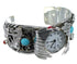 Turquoise And Coral Horse Sterling Silver Southwest Cuff Watch CX48701