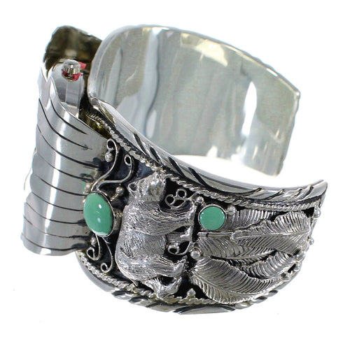 Southwest Bear Turquoise Sterling Silver Cuff Watch CX48707