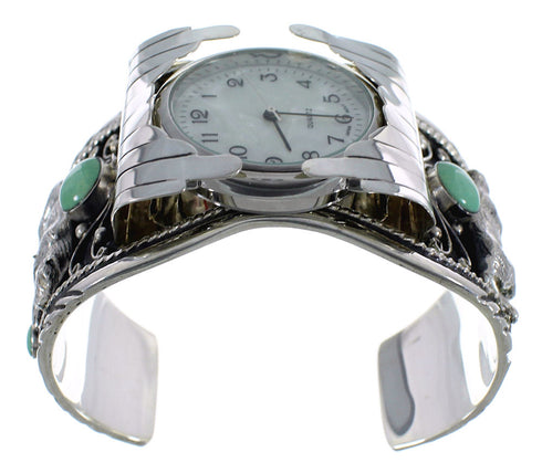 Southwest Bear Turquoise Sterling Silver Cuff Watch CX48707