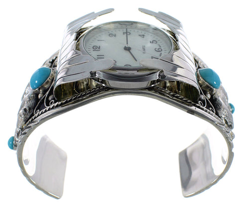 Turquoise Sterling Silver Southwest Bear Cuff Watch CX48709