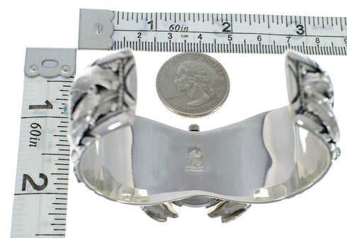 Turquoise Southwest Genuine Sterling Silver Bear Cuff Watch CX48728
