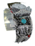Sterling Silver Southwest Turquoise And Coral Bear Cuff Watch CX48742