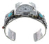 Southwest Turquoise And Coral Bear Sterling Silver Cuff Watch CX48747