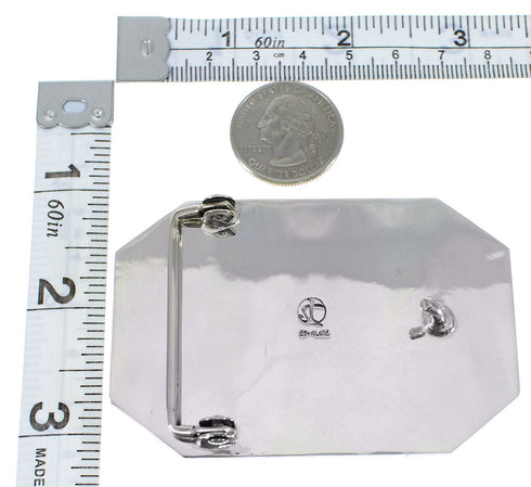 Turquoise Genuine Sterling Silver Water Wave Belt Buckle EX48749