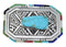 Southwest Sterling Silver Water Wave Multicolor Belt Buckle EX48757