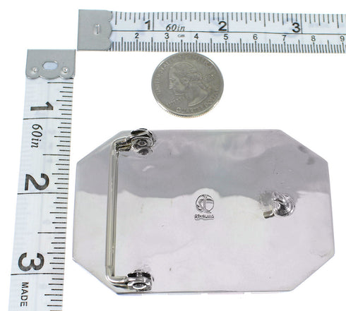 Multicolor Inlay Sterling Silver Water Wave Belt Buckle EX48759