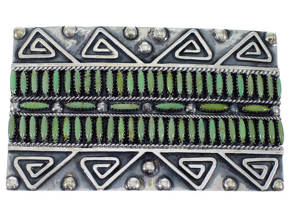 Sterling Silver Water Wave Turquoise Needlepoint Belt Buckle EX48760
