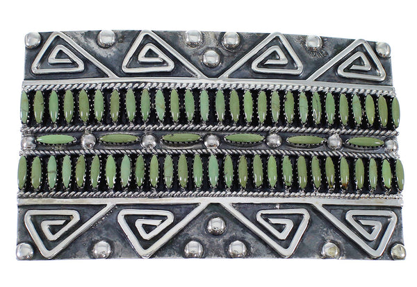 Southwest Silver Water Wave Turquoise Needlepoint Belt Buckle EX48761